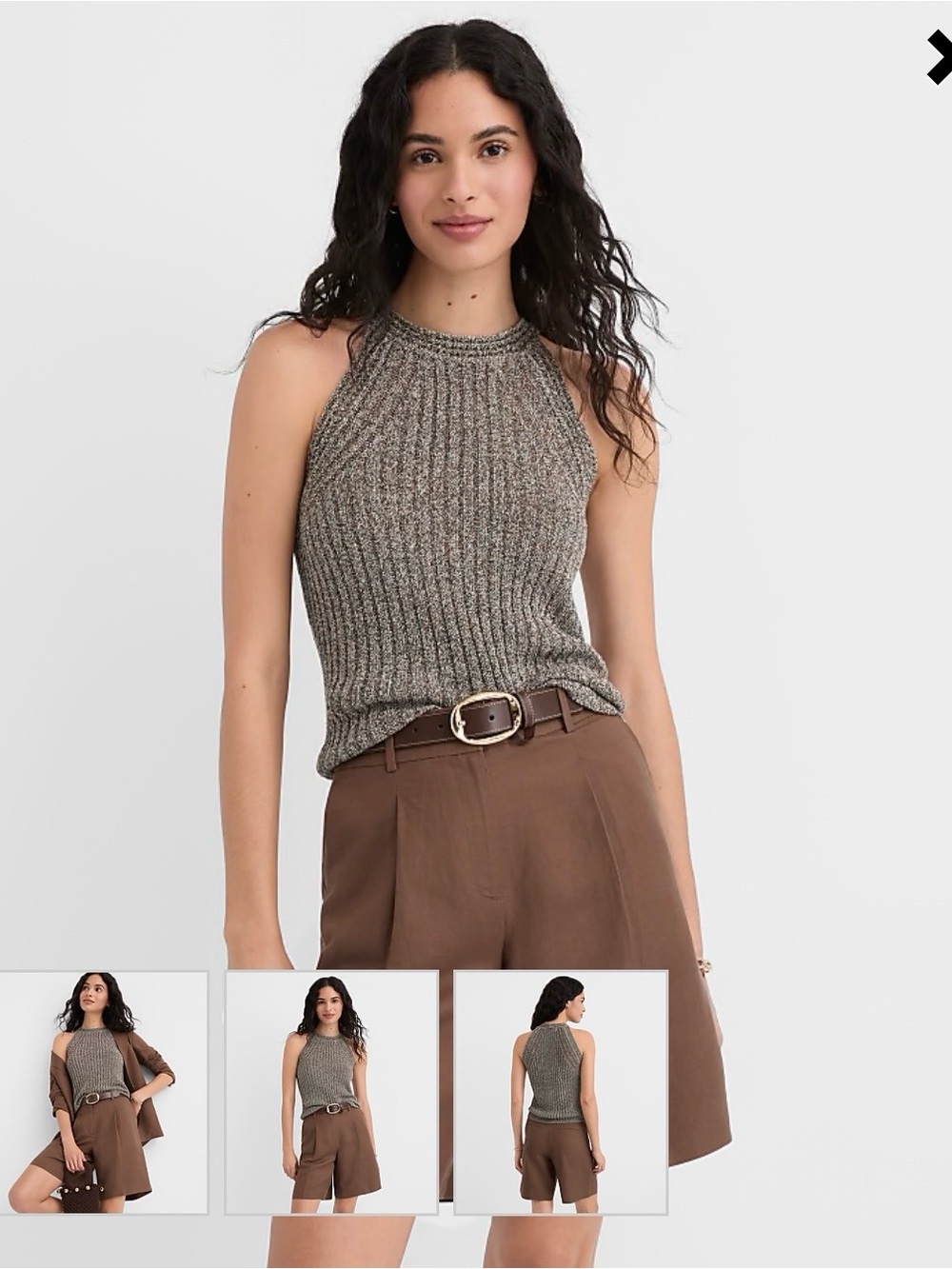 LOFT Olive-Taupe Ribbed Halter Tank